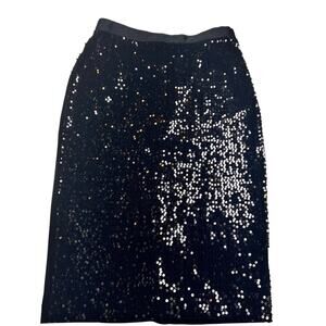 Simply Vera Vera Wang Womens Sequin Black Pencil Skirt Sz M